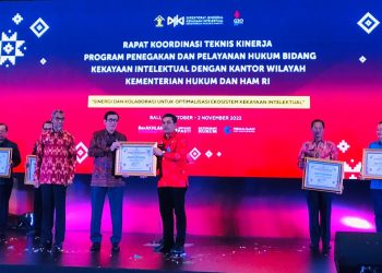 Kanwil Kemenkum HAM Sulteng Sabet Dua Penghargaan Kekayaan Intelektual