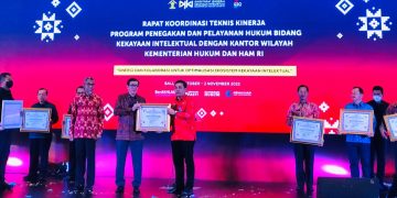 Kanwil Kemenkum HAM Sulteng Sabet Dua Penghargaan Kekayaan Intelektual