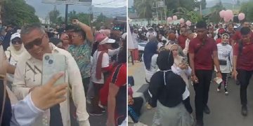 Berjalan di Sela Peserta Jalan Santai, Ahmad Ali Disapa: Halo Gubernurku!