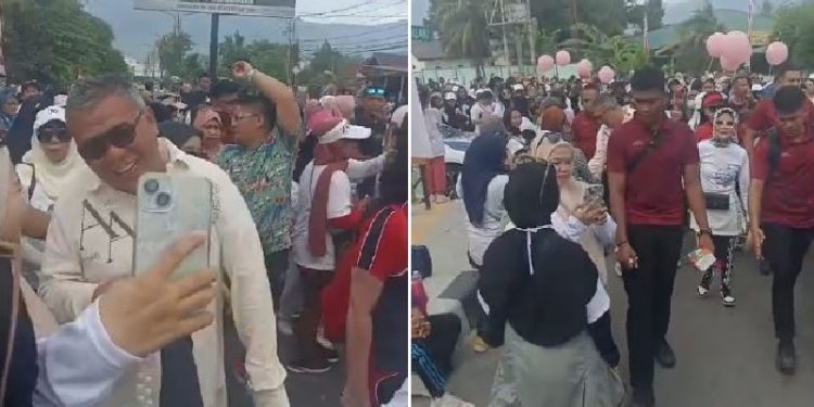 Berjalan di Sela Peserta Jalan Santai, Ahmad Ali Disapa: Halo Gubernurku!